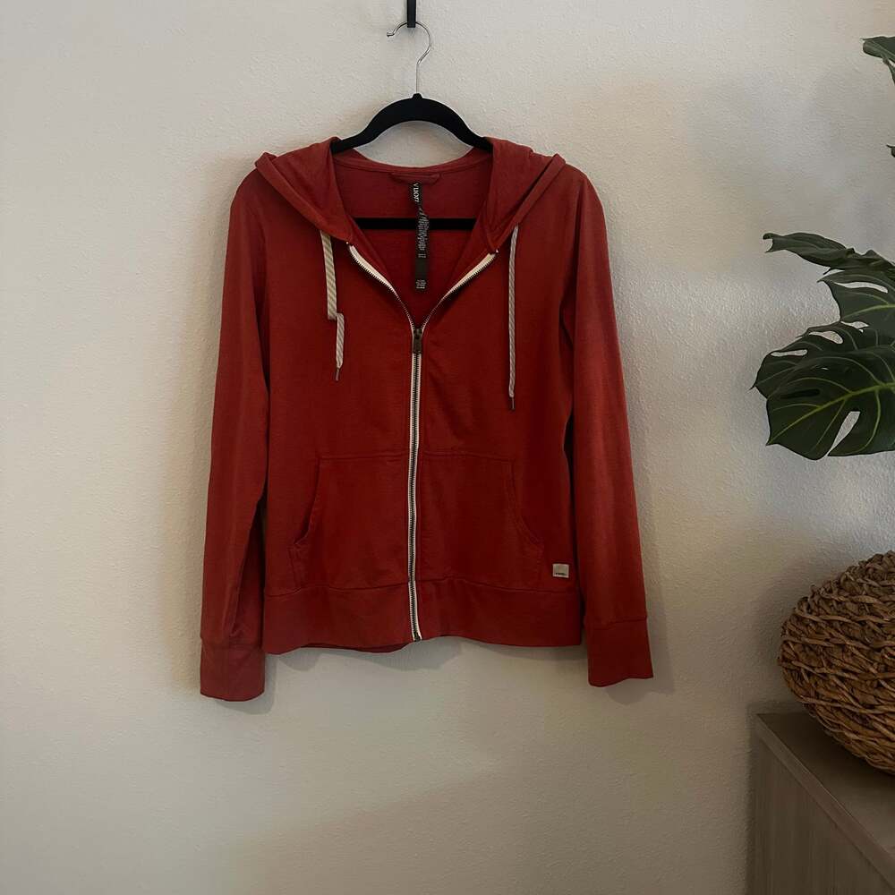 Vuori Women's salmon orange colored Zip-Up Hoodie Sweatshirt